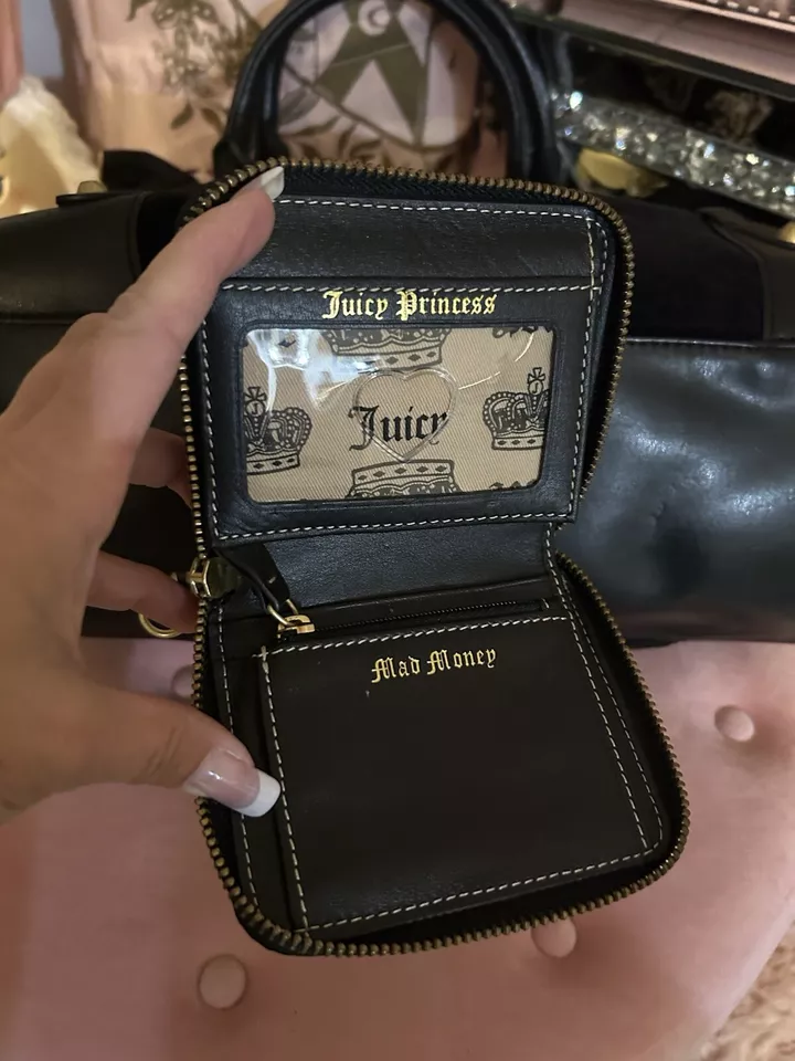 Y2k Vintage juicy couture black velour scottie dogs daydreamer bag with wallet