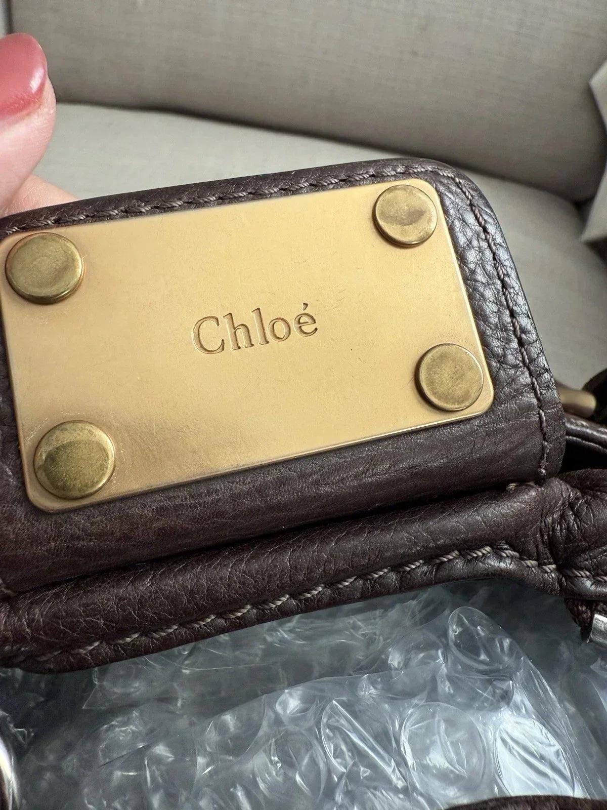 Chloe Paddington Leather Hand Bag Dark Brown Medium Padlock Key Vintage