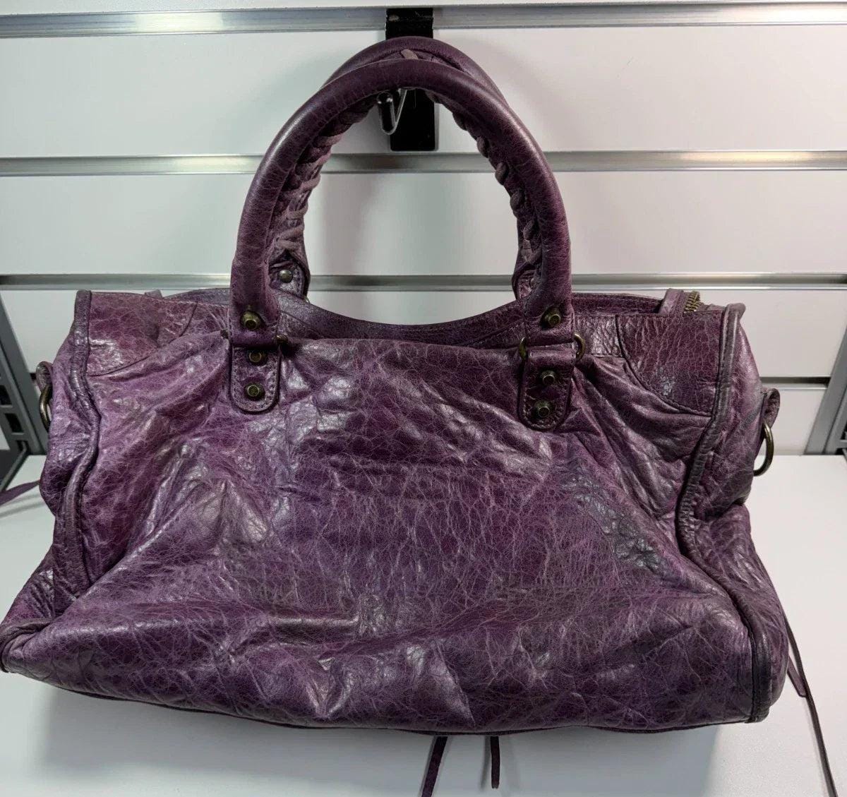 Balenciaga Violet Purple Leather City Bag Vintage Purse