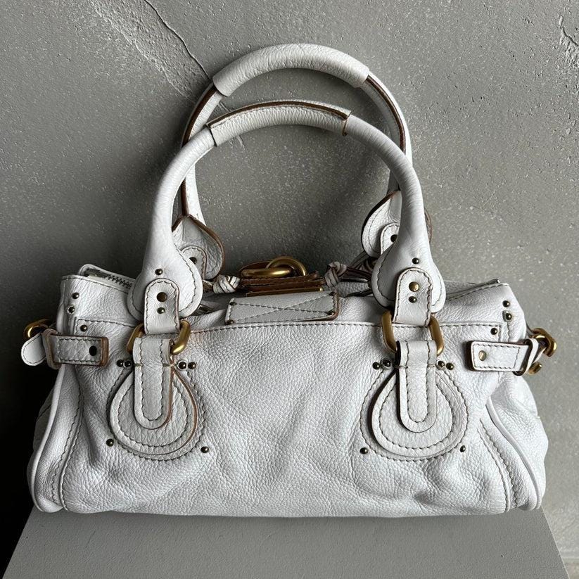 PreOwned Iconic Chloé Paddington Bag in white leather