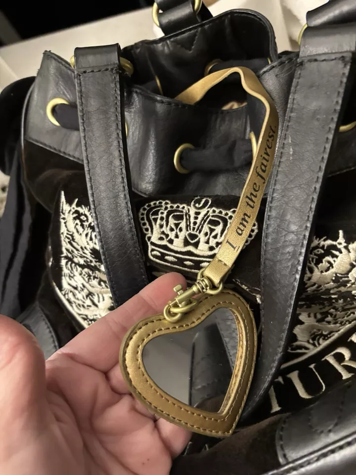 Vintage Juicy Couture Daydreamer Bag Glamorous USA Black Velour Y2K