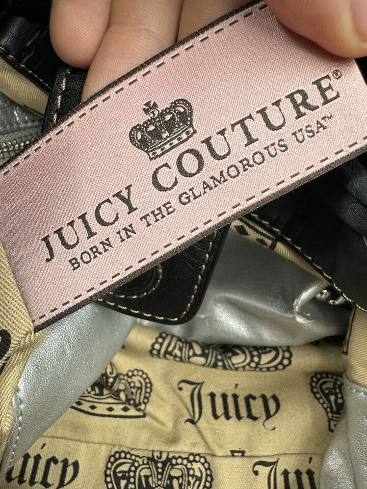 Juicy Couture Vtg Y2K Daydreamer Scottie Dog Purse Shoulder Bag Charms Velour