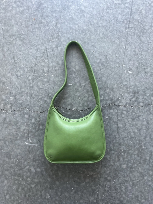 Vintage Coach 9020 Ergo Mini Zip Rare Leaf Green Leather Shoulder Bag