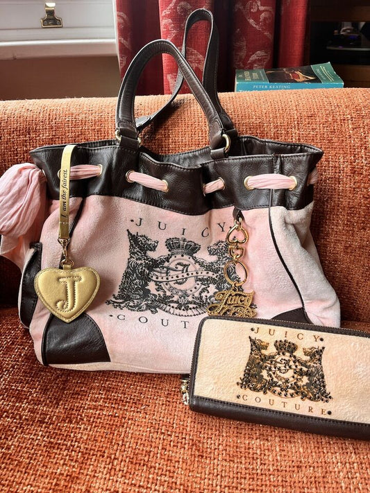 Genuine Juicy Couture Pink and Brown Daydreamer Bag with matching Purse/Wallet