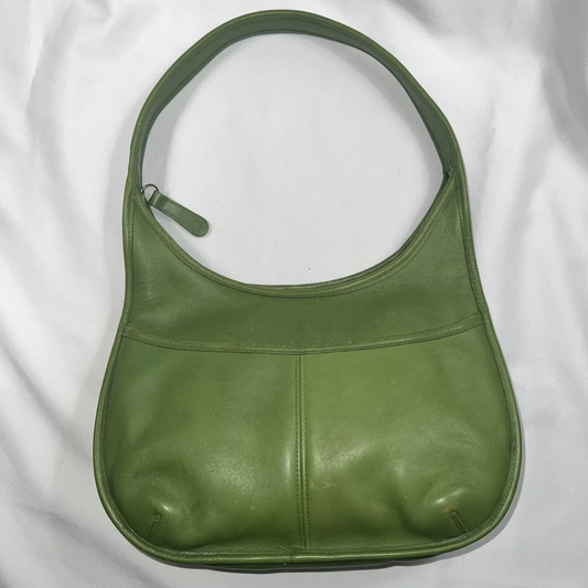Rare Old Coach Ergo One Shoulder Bag Leaf Green POCKET ZIP 9033 Leather Vintage