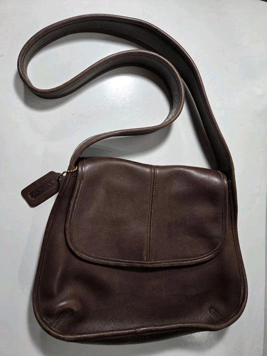 Coach Handbag 9034 Vintage 1990s Brown Ergo Flap Leather Shoulder Bag Rare EUC