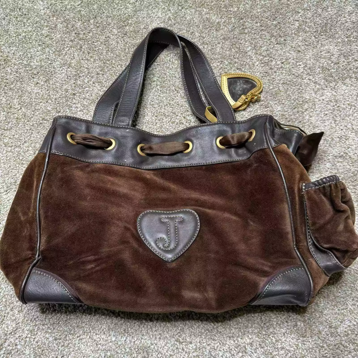 Vintage Y2K Juicy Couture Velour Bag Velvet Purse Daydreamer Brown Royal Juicy