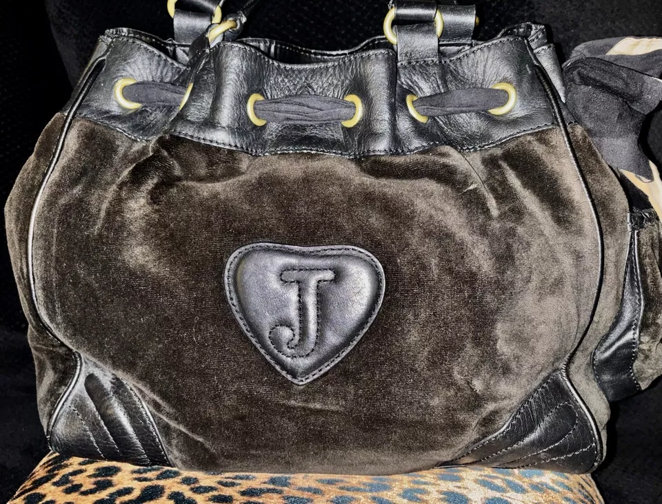 Vintage Juicy Couture Daydreamer Bag Glamorous USA Black Velour Y2K