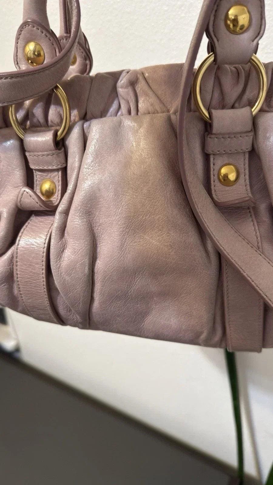 Miu Miu Vitello Shine Top Handle Satchel Handbag with /Shoulder Strap