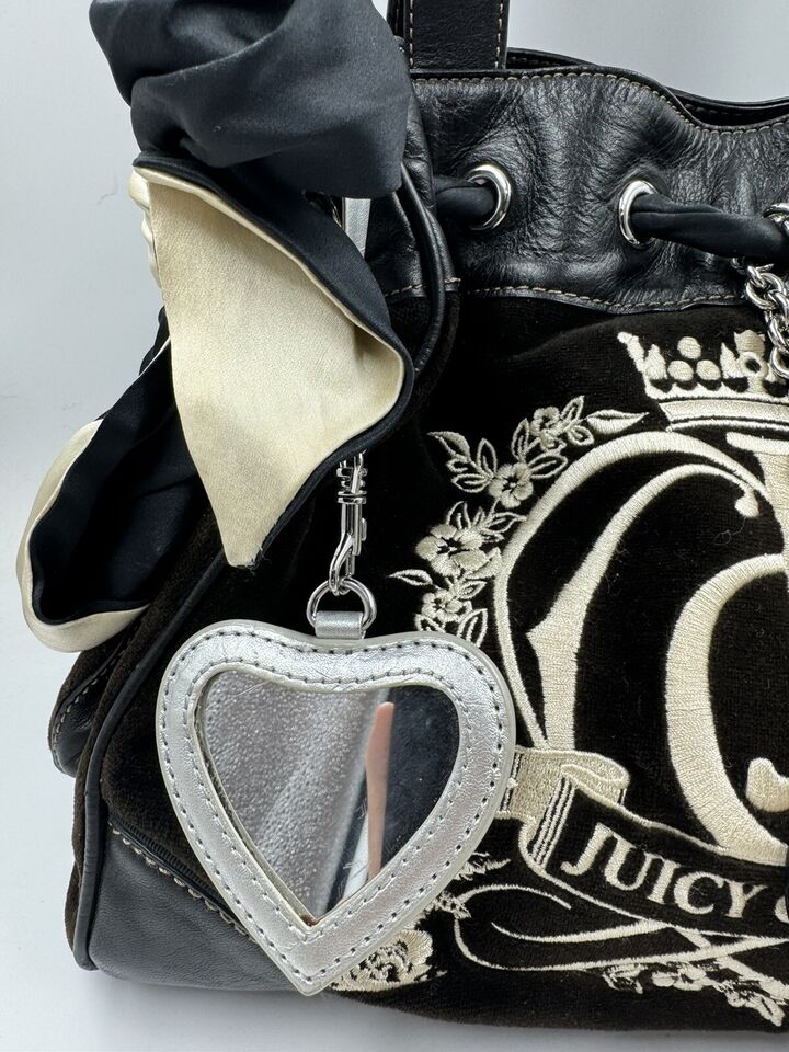 Juicy Couture Vtg Y2K Daydreamer Scottie Dog Purse Shoulder Bag Charms Velour