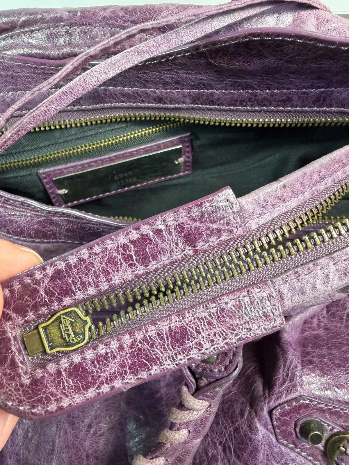 Balenciaga Violet Purple Leather City Bag Vintage Purse