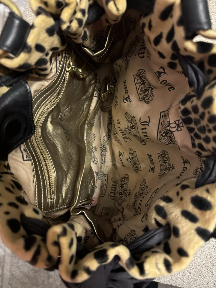 Juicy Couture Daydreamer Leopard Cheetah Bag Purse Tote Bow RibbonVintage Y2k