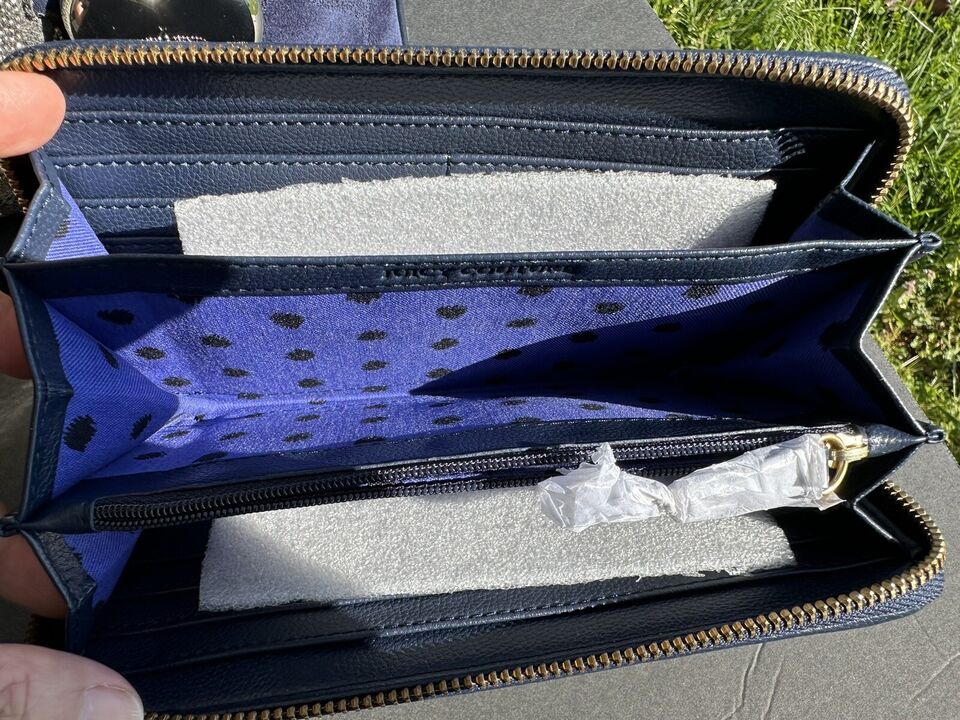 Juicy Couture Daydreamer Bag Navy Blue Velour Crown Heart Bow Charm and Wallet set