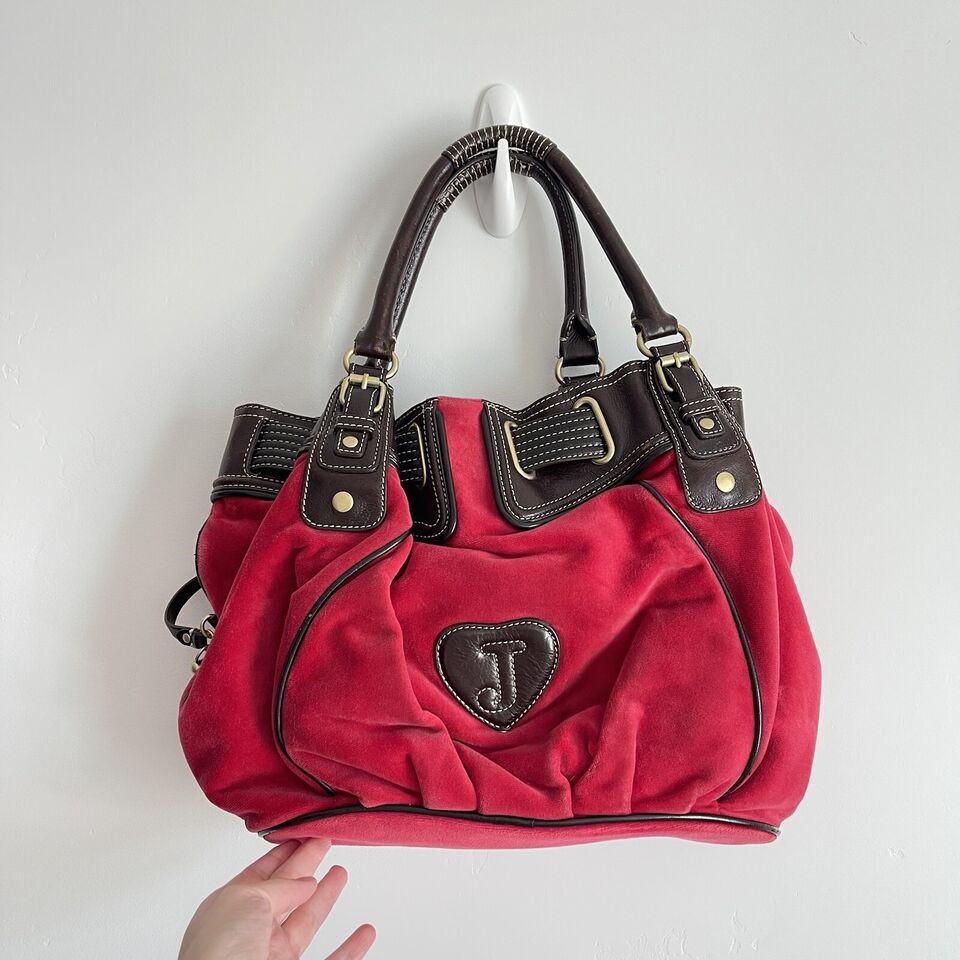 Juicy Couture Handbag Red Velour Purse Bag Y2K Vintage