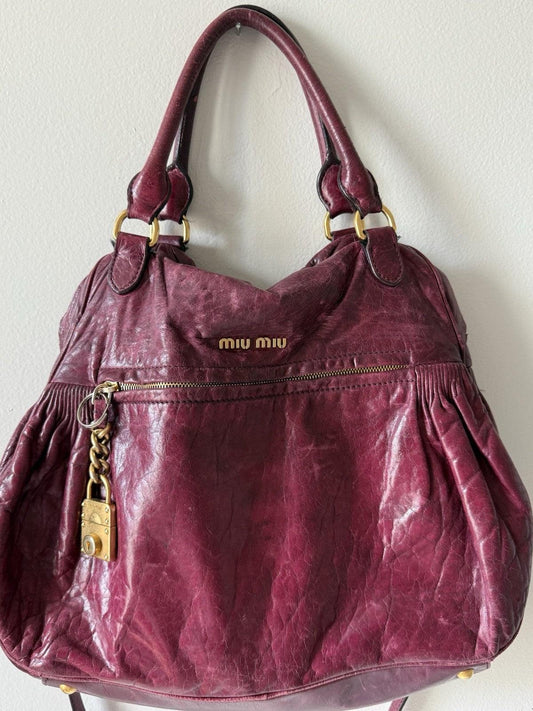 miu miu vintage satchel bag authentic real leather