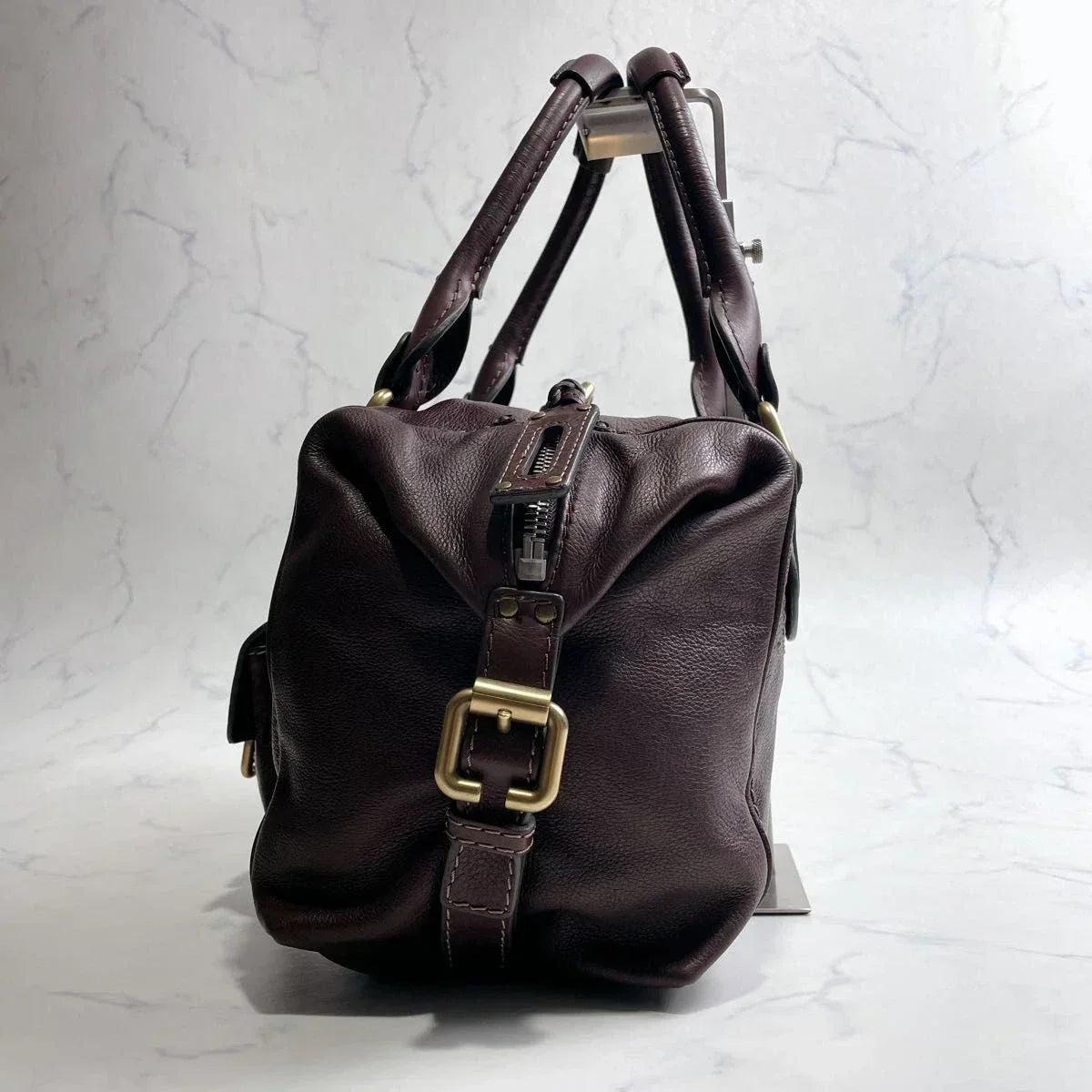 CHLOE Paddington 2way Handbag Chocolate Brown Leather Studs Authentic