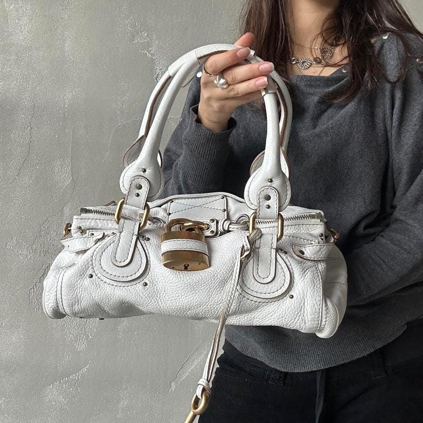 PreOwned Iconic Chloé Paddington Bag in white leather