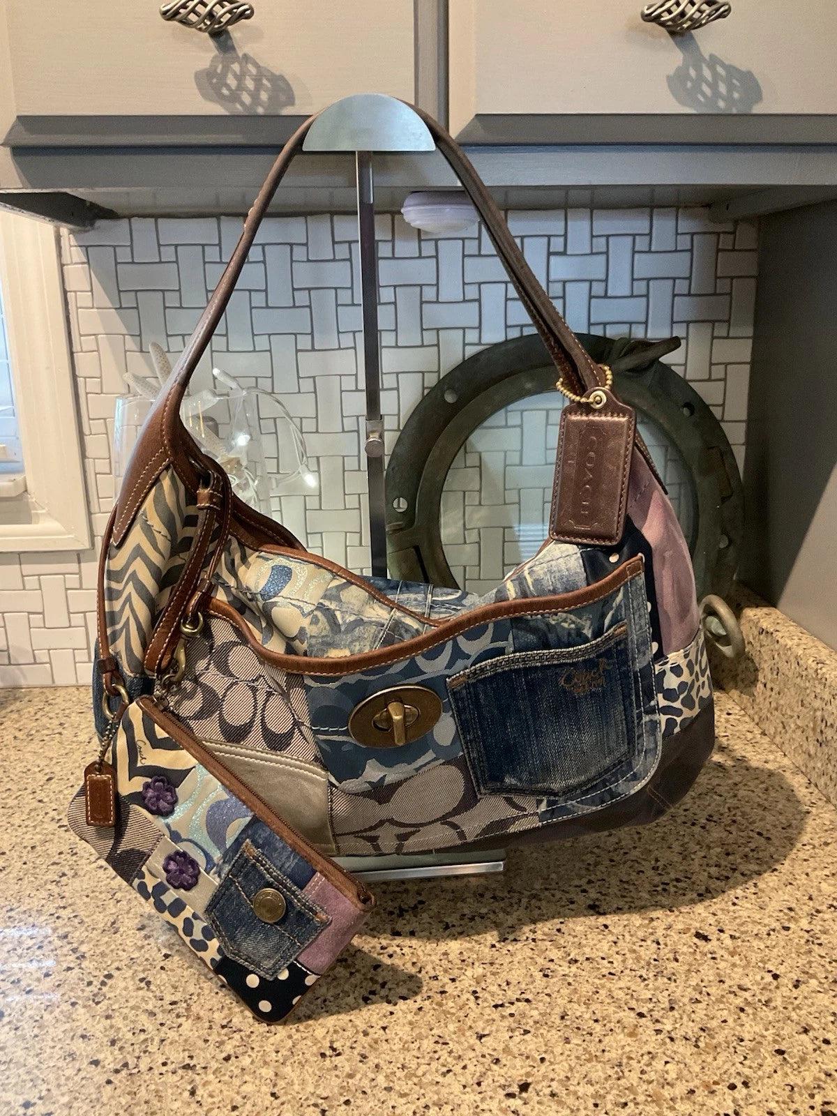 COACH Vintage Denim Patchwork Ergo Bag & Wristlet Limited Edition Style 10809