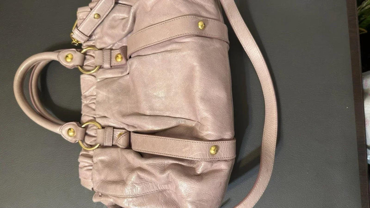 Miu Miu Vitello Shine Top Handle Satchel Handbag with /Shoulder Strap