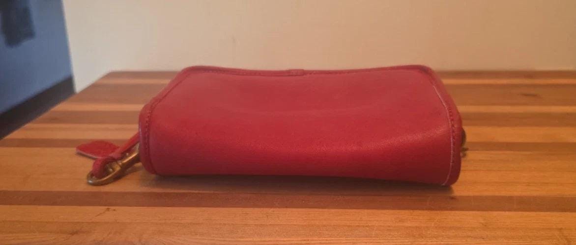 Vintage Red Dinky Crossbody Coach Bag. Made in New York City USA, 70s
