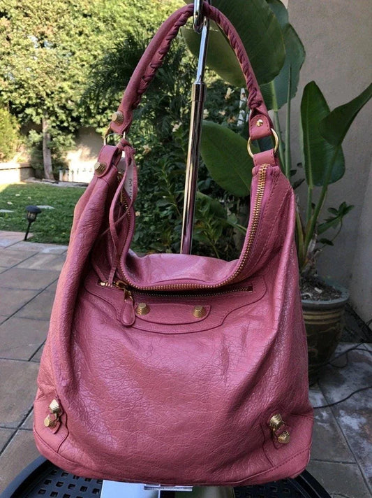Vintage Balenciaga City Hobo Bag – Pink Berry Leather Rare Designer Handbag
