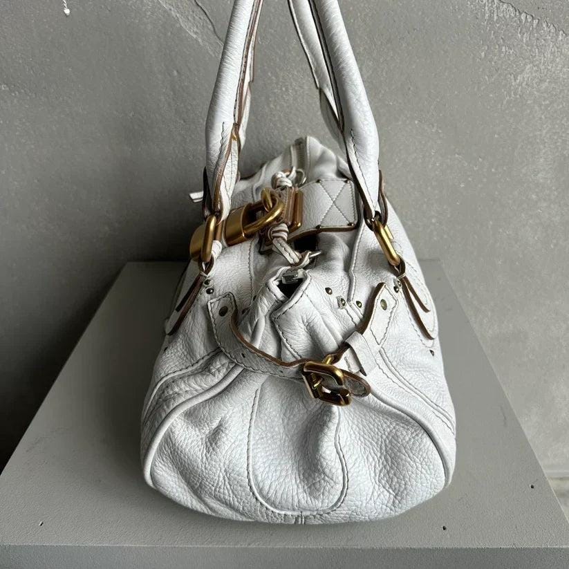 PreOwned Iconic Chloé Paddington Bag in white leather